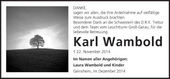 Traueranzeige von Karl Wambold von Rüsselsheimer Echo, Groß-Gerauer-Echo, Ried Echo