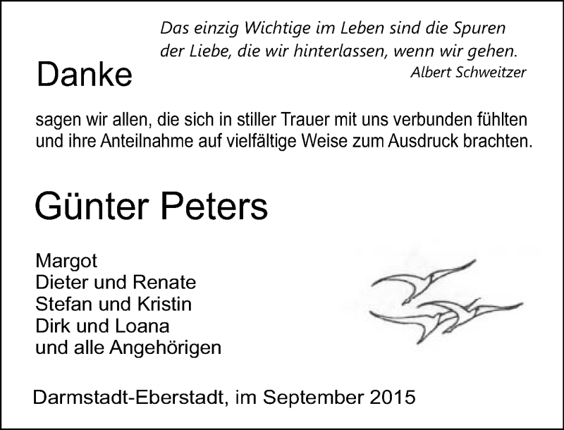  Traueranzeige für Günter Peters vom 05.09.2015 aus trauer.echo-online.de