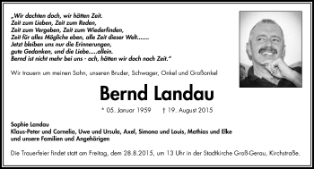 Traueranzeige von Bernd Landau von trauer.echo-online.de