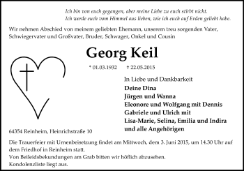 Traueranzeige von Georg Keil von Echo-Zeitungen (Gesamtausgabe)