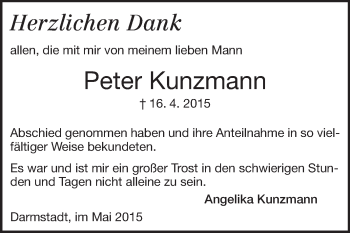 Traueranzeige von Peter Kunzmann von Echo-Zeitungen (Gesamtausgabe)