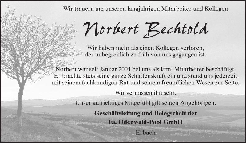  Traueranzeige für Norbert Bechthold vom 20.05.2015 aus Odenwälder Echo