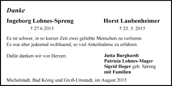 Traueranzeige von Ingeborg Lohnes-Spreng von trauer.echo-online.de