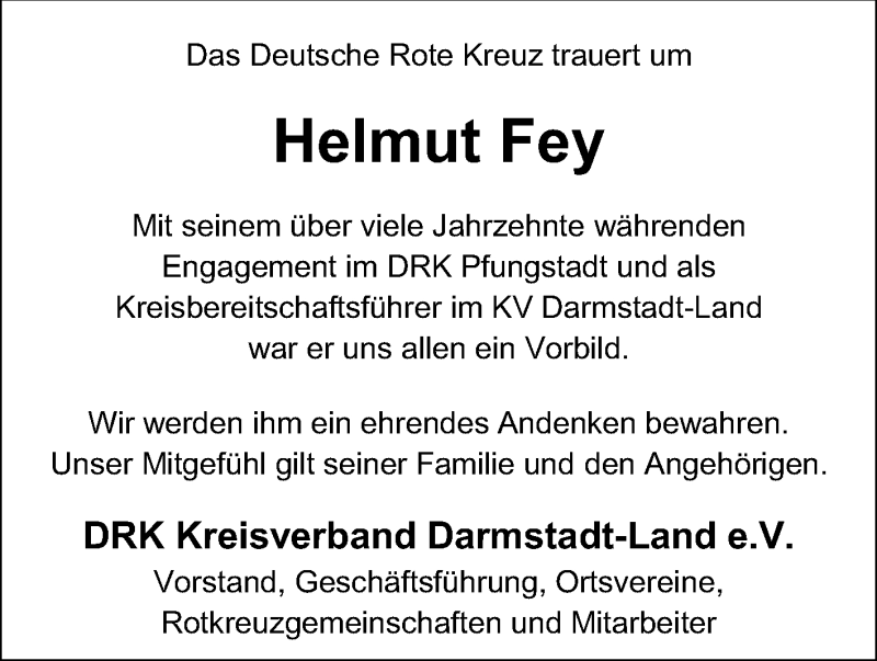  Traueranzeige für Helmut Fey vom 04.07.2015 aus Echo-Zeitungen (Gesamtausgabe)