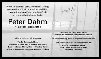 Traueranzeige von Peter Dahm von Echo-Zeitungen (Gesamtausgabe)