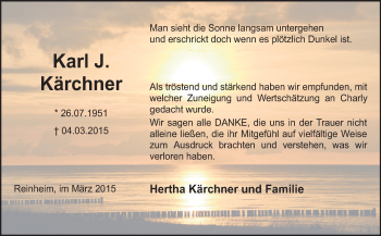 Traueranzeige von Karl J Kärchner von Echo-Zeitungen (Gesamtausgabe)