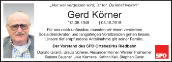 Traueranzeige von Gerd Körner von trauer.echo-online.de
