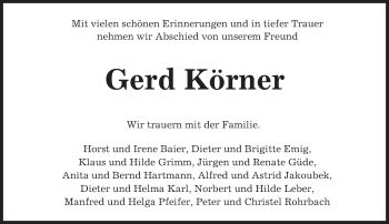 Traueranzeige von Gerd Körner von trauer.echo-online.de