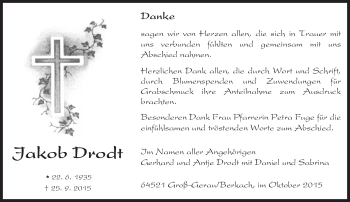Traueranzeige von Jakob Drodt von trauer.echo-online.de