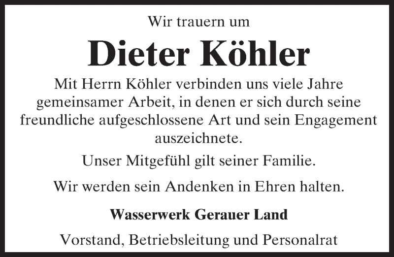  Traueranzeige für Dieter Köhler vom 13.11.2015 aus trauer.echo-online.de