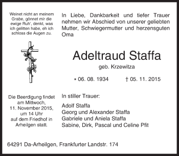 Traueranzeige von Adeltraud Staffa von trauer.echo-online.de