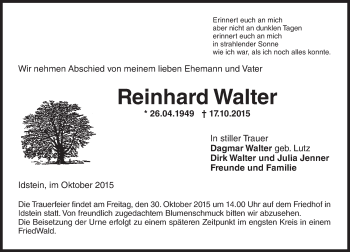 Traueranzeige von Reinhard Walter von  Idsteiner Zeitung