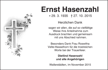Traueranzeige von Ernst Hasenzahl von trauer.echo-online.de