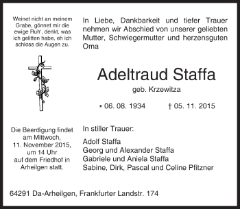 Traueranzeige von Adeltraud Staffa von trauer.echo-online.de