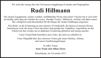 Traueranzeige von Rudi Hillmann von trauer.echo-online.de