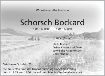 Traueranzeige von Schorsch Bockard von trauer.echo-online.de