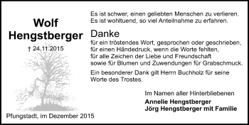 Traueranzeige von Wolf Hengstberger von trauer.echo-online.de