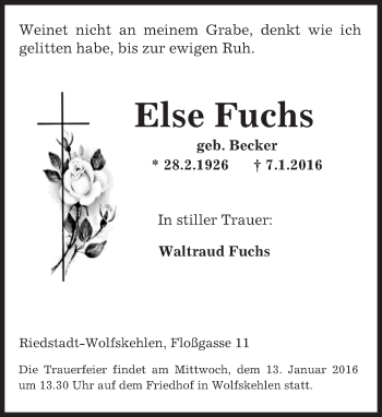 Traueranzeige von Else Fuchs von trauer.echo-online.de