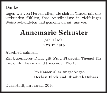 Traueranzeige von Annemarie Schuster von trauer.echo-online.de