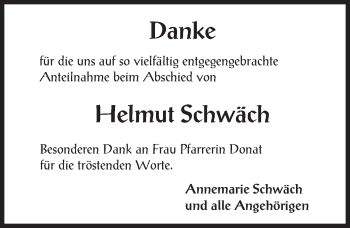 Traueranzeige von Helmut Schwäch von Trauerportal Echo Online