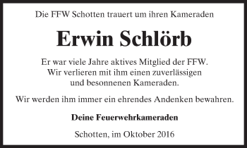Traueranzeige von Erwin Schlörb von  Kreisanzeiger