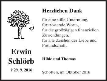 Traueranzeige von Erwin Schlörb von  Kreisanzeiger