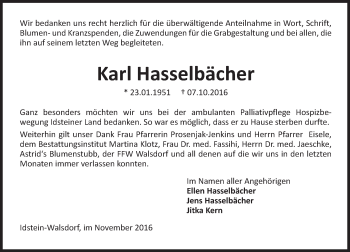 Traueranzeige von Karl Hasselbächer von  Camberger Anzeiger