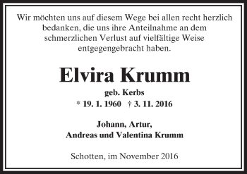 Traueranzeige von Elvira Krumm von  Kreisanzeiger