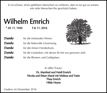 Traueranzeige von Wilhelm Emrich von  Kreisanzeiger