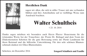 Traueranzeige von Walter  Schultheis von  Kreisanzeiger