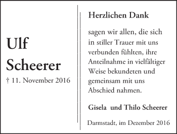 Traueranzeige von Ulf Scheerer von Trauerportal Echo Online