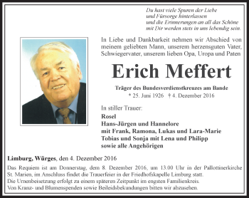 Traueranzeige von Erich Meffert von  Camberger Anzeiger