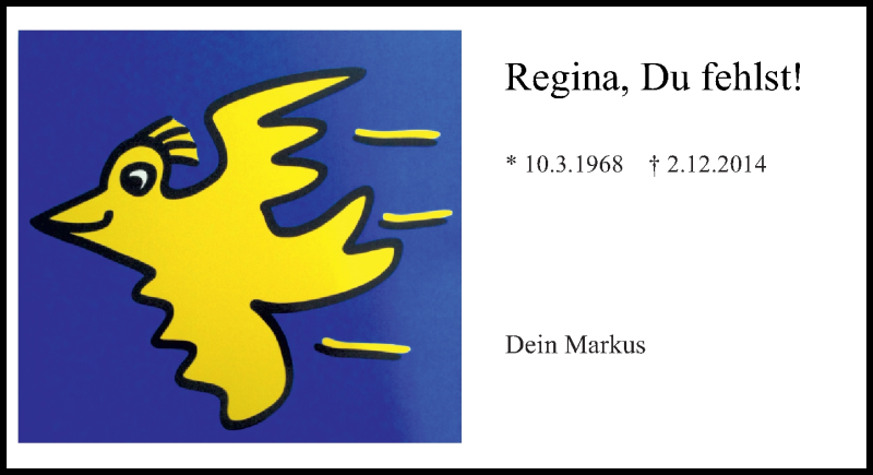  Traueranzeige für Regina Laumann vom 02.12.2016 aus Trauerportal Echo Online