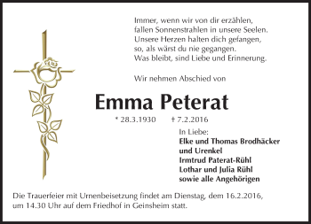 Traueranzeige von Emma Peterat von trauer.echo-online.de