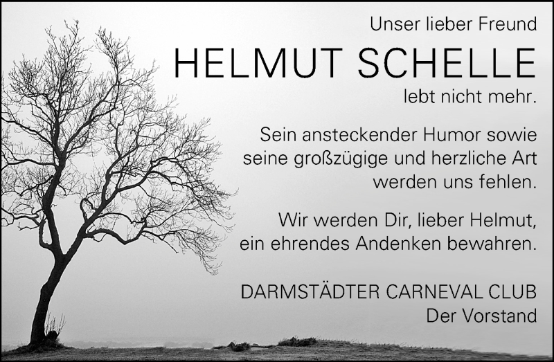  Traueranzeige für Helmut Schelle vom 19.03.2016 aus trauer.echo-online.de