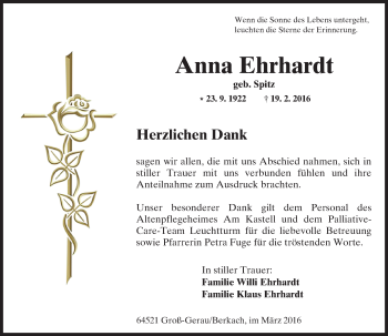 Traueranzeige von Anna Ehrhardt von trauer.echo-online.de