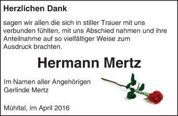 Traueranzeige von Hermann Mertz von trauer.echo-online.de