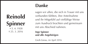 Traueranzeige von Reinold Spinner von trauer.echo-online.de
