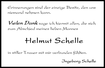 Traueranzeige von Helmut Schelle von trauer.echo-online.de