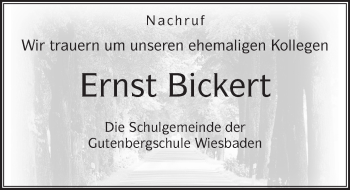 Traueranzeige von Ernst Bickert von  Wiesbaden komplett