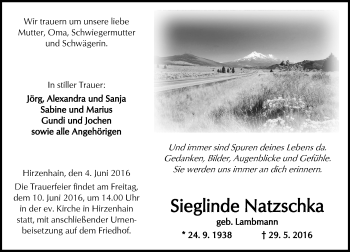 Traueranzeige von Sieglinde Natzschka von  Kreisanzeiger
