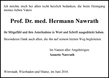 Traueranzeige von Hermann Nawrath von  Wiesbaden komplett