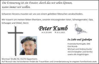 Traueranzeige von Peter Kum von  Landskrone