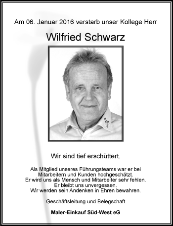 Traueranzeige von Wilfried Schwarz von trauer.rmp.de