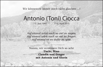 Traueranzeige von Antonio Ciocca von  Wiesbaden komplett