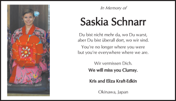 Traueranzeige von Saskia Schnarr von  Kreisanzeiger