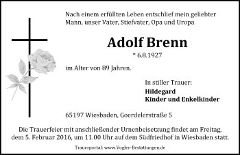 Traueranzeige von Adolf Brenn von  Wiesbaden komplett