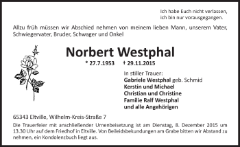Traueranzeige von Norbert Westphal von  Rheingau