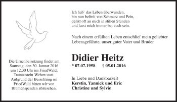 Traueranzeige von Didier Heitz von  Wiesbaden komplett