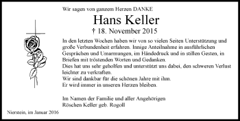 Traueranzeige von Hans Keller von  Landskrone